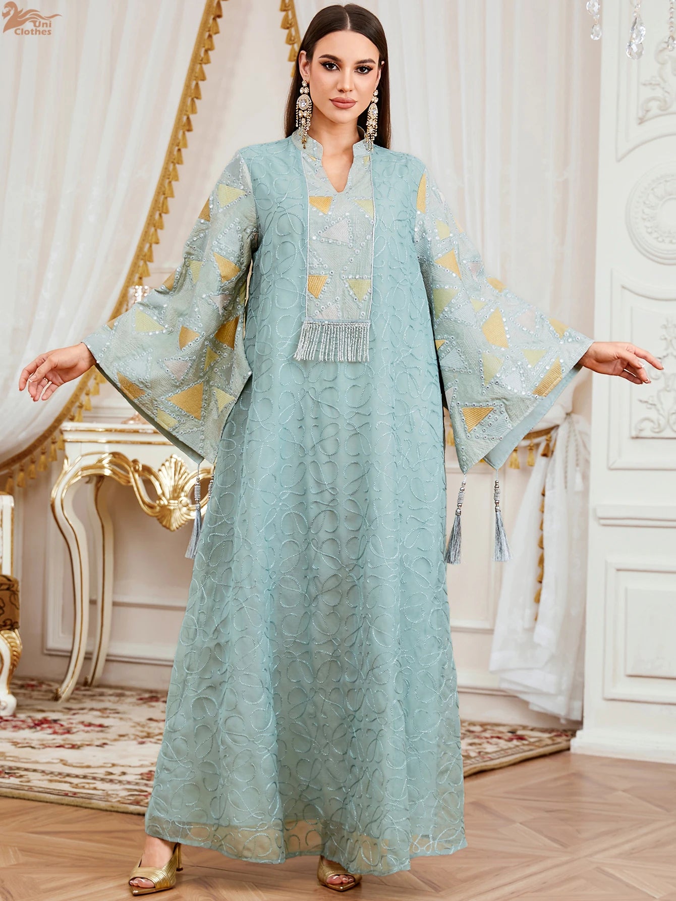 Dubai Abaya Luxury Tassel Embroidery Abayas Women Muslim Dress Eid Ramadan Islam Jalabiya Turkey Kaftan Kebaya Caftan Femme Robe
