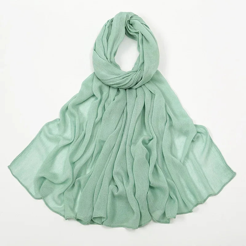 2024 Soft Rayon Cotton Muslim Hijabs for Women Scarf Plain Shawls Femme Musulman Viscose Rayon Headscarf Islamic Turban Headband