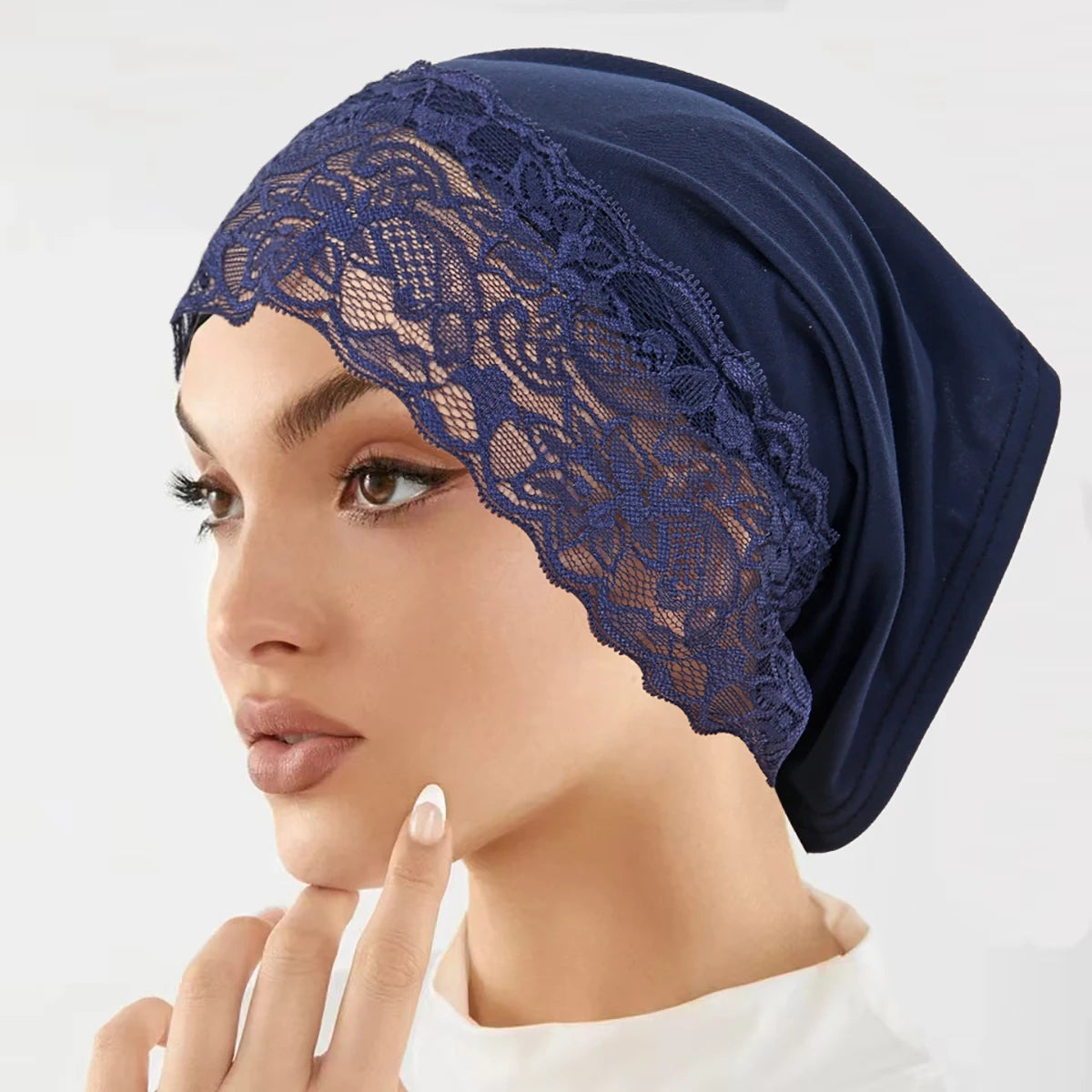 2025 New Inner Hijab Undercap With Lace Muslim Turban Islam Underscarf Hijab Bonnet Soft Stretch HIjabs Tube Cap Turbante