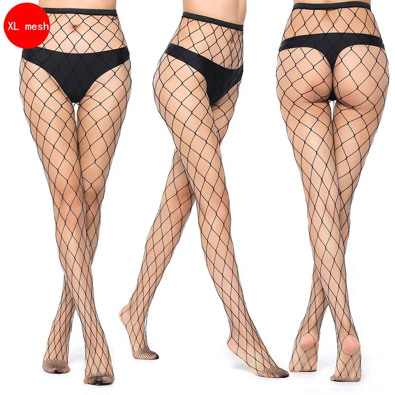 Hollow Out Sexy Pantyhose Black Women Fashion Tights Fishnet Stockings Club Party Hosiery Female Lingerie Girls Thigh Mesh Sock