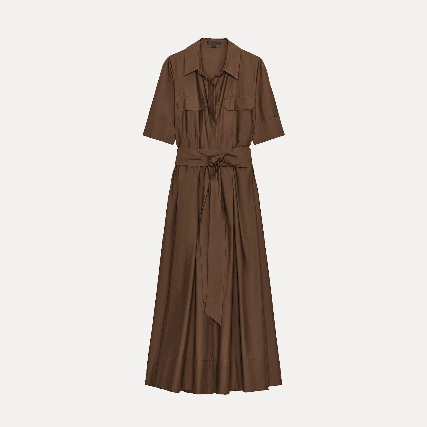 Casual Shirt Dress Women's Versatile Summer New Style Summer 2025 Chiffon High Waist A-Line Skirt Short Sleeve Loose Fit Sing...