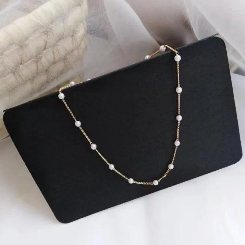 Wu's 2022 New Beaded Necklace Love Imitation Pearl Necklace Gothic Necklace Necklace Versatile Necklace Imitation Pearl Short C