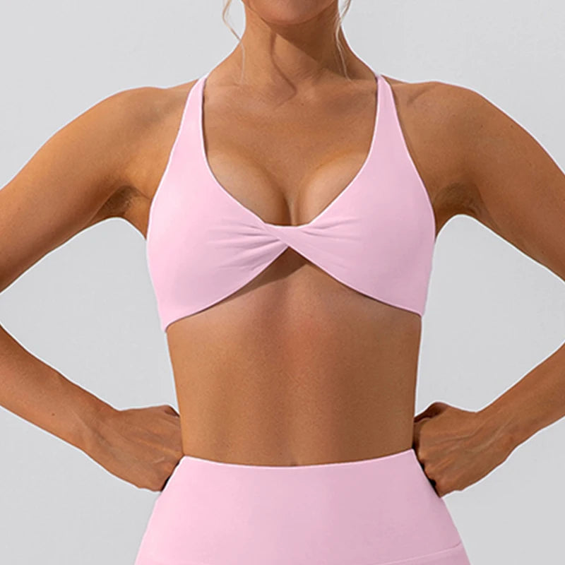Summer Sexy Gym Top Women Crease Sports Bra Running Back Cross Yoga Bra Breathable Sports Underwear Women Fitness Workout Top