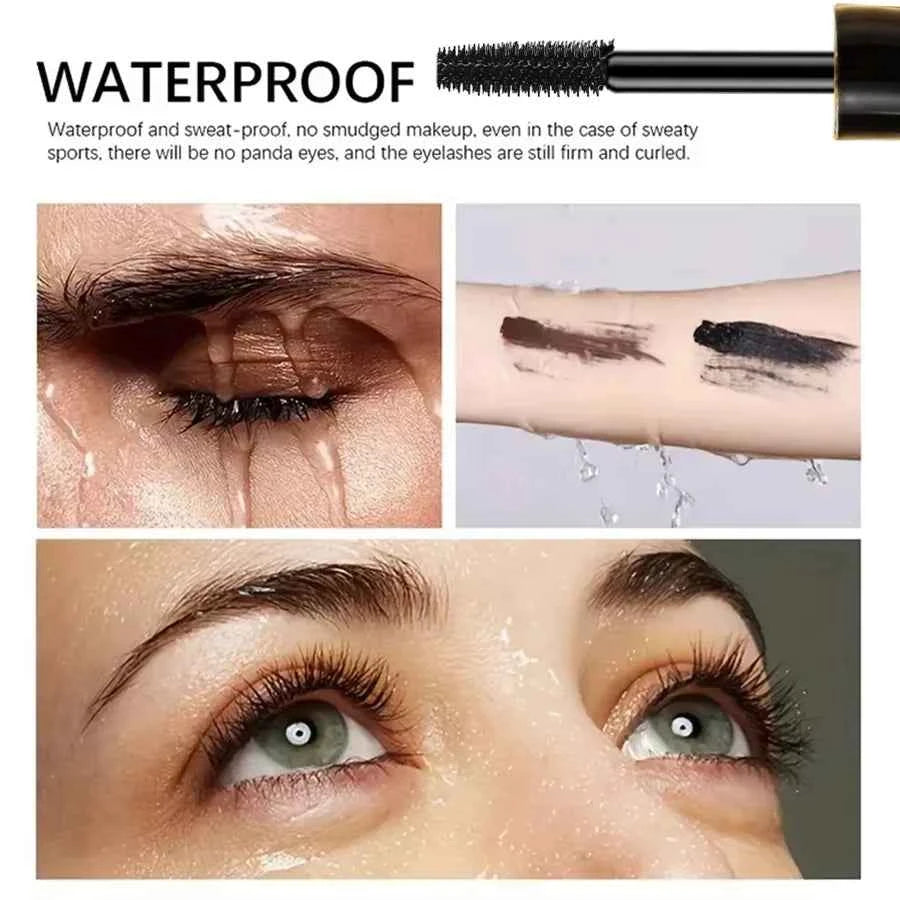 4D Black Mascara Thickening Lengthening Waterproof Fiber Mascara Long Lasting Eyelash Makeup Waterproof Liquid Fiber Mascara