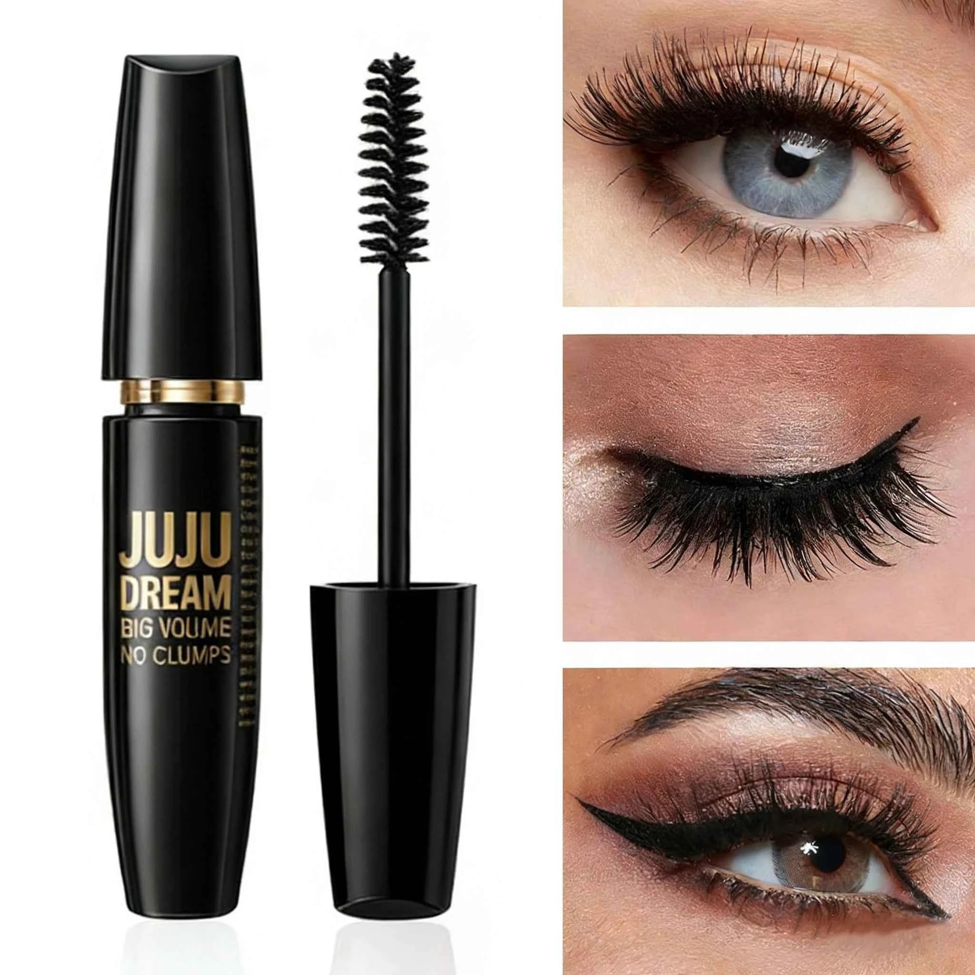 4D Black Mascara Thickening Lengthening Waterproof Fiber Mascara Long Lasting Eyelash Makeup Waterproof Liquid Fiber Mascara