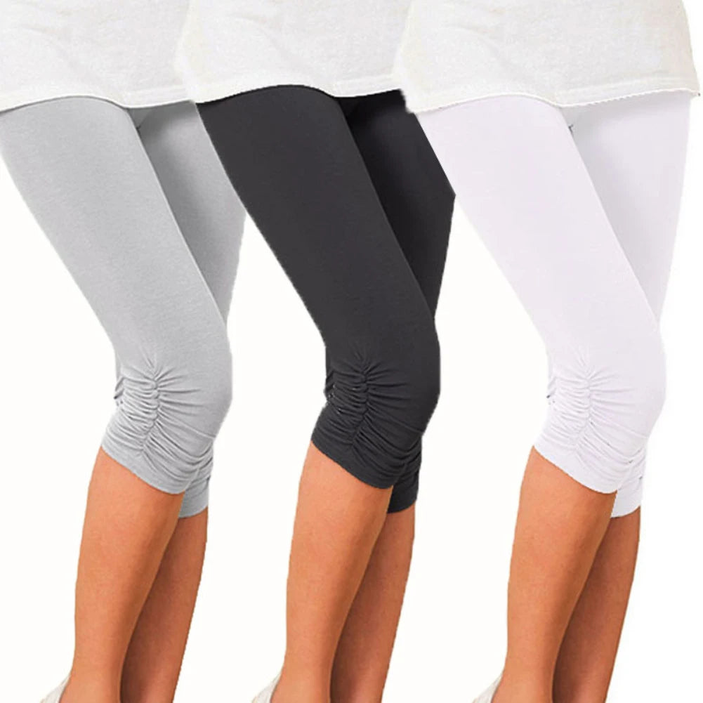 Women Summer Skinny Pants Slim Waist Candy Color Stretch Leggings Capris Fashion Pencil Pants Crops For Female Sports Tights
