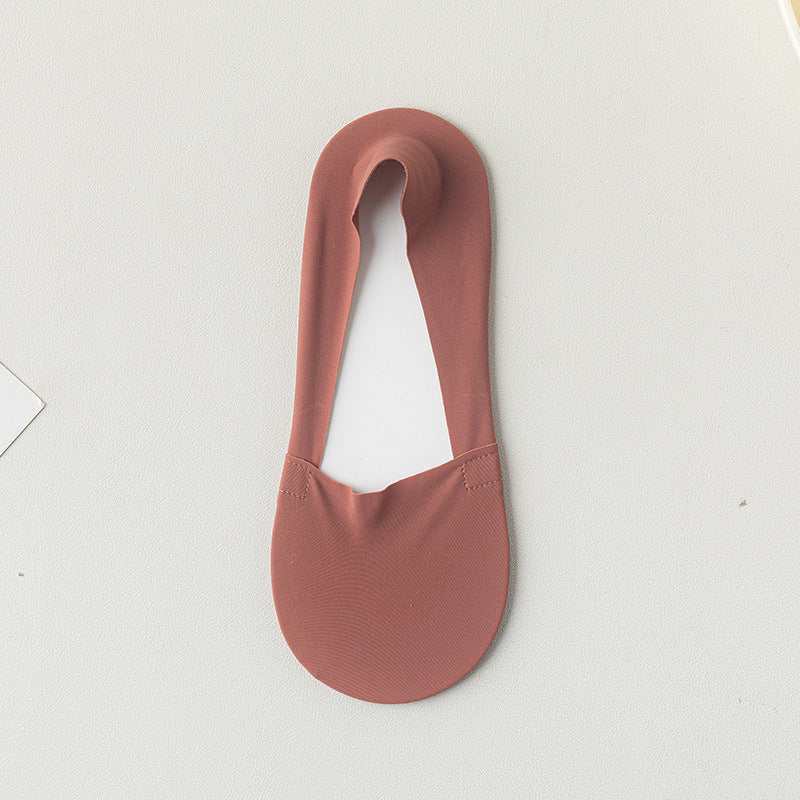 Women's Summer Thin Boat Socks, Solid Color, Low-Cut Invisible Socks, Silicone Non-Slip, Anti-Drop, Short Tube Seamless Cotton Socks