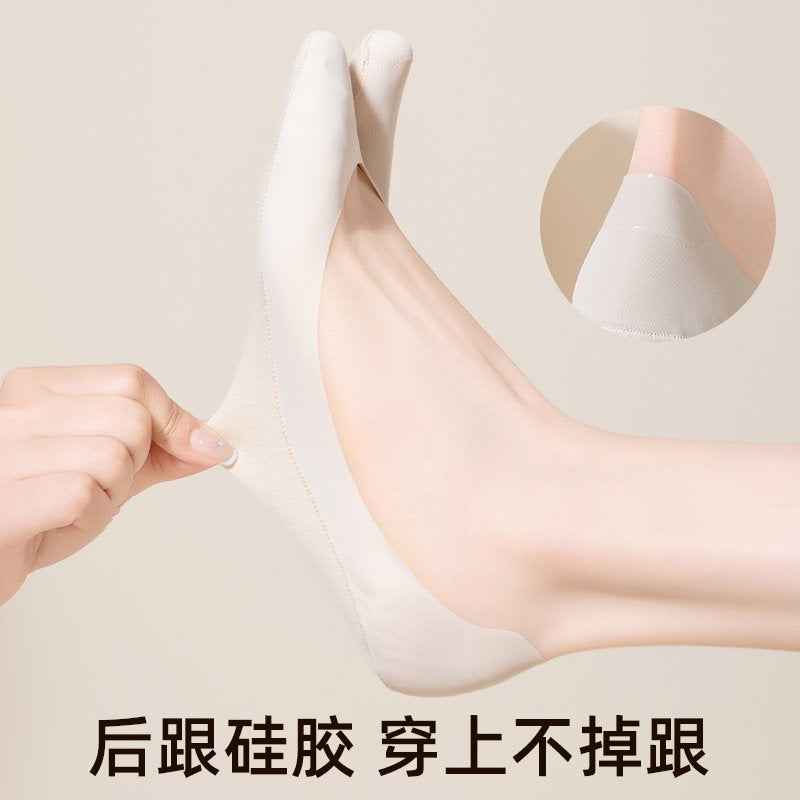 Split-Toe Socks, Summer Thin Boat Socks for Women, Non-Slip, No-Show, Cotton-Soled, Two-Toe Invisible Ice Silk Socks, Zhuji Socks Wholesale