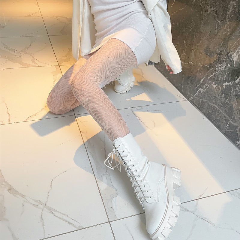 Guangzhou Baihui women's fishing net socks anti-hook silk thin love black silk long one-in-one socks European and American jk pantyhose wholesale