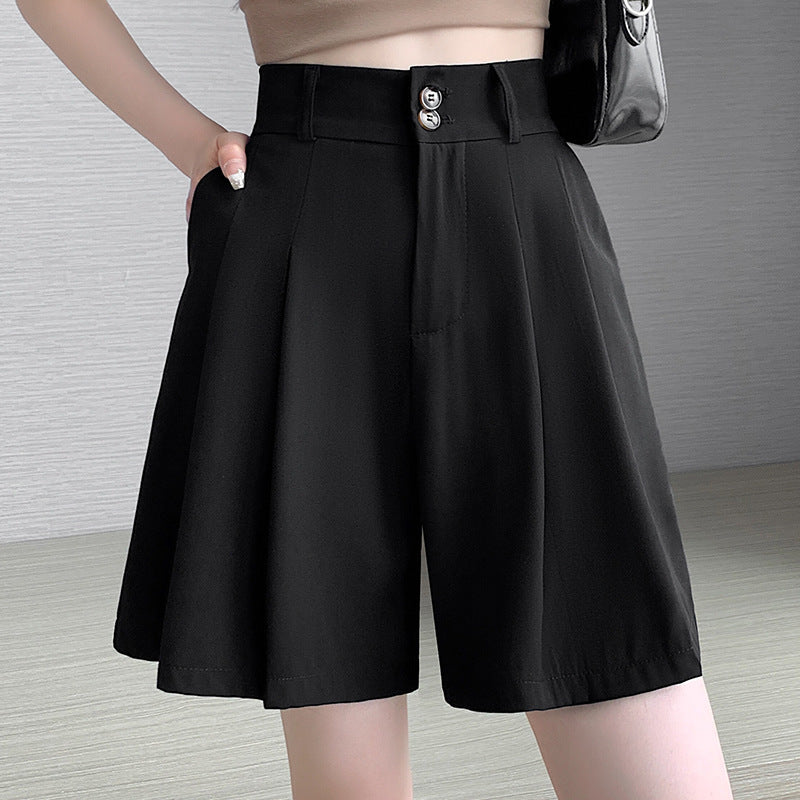 Casual Shorts Wide-leg Shorts Women's plus size Ice Silk Pants Casual Suit Autumn Pear-shaped Thin chubby girl