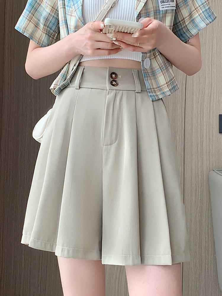 Casual Shorts Wide-leg Shorts Women's plus size Ice Silk Pants Casual Suit Autumn Pear-shaped Thin chubby girl