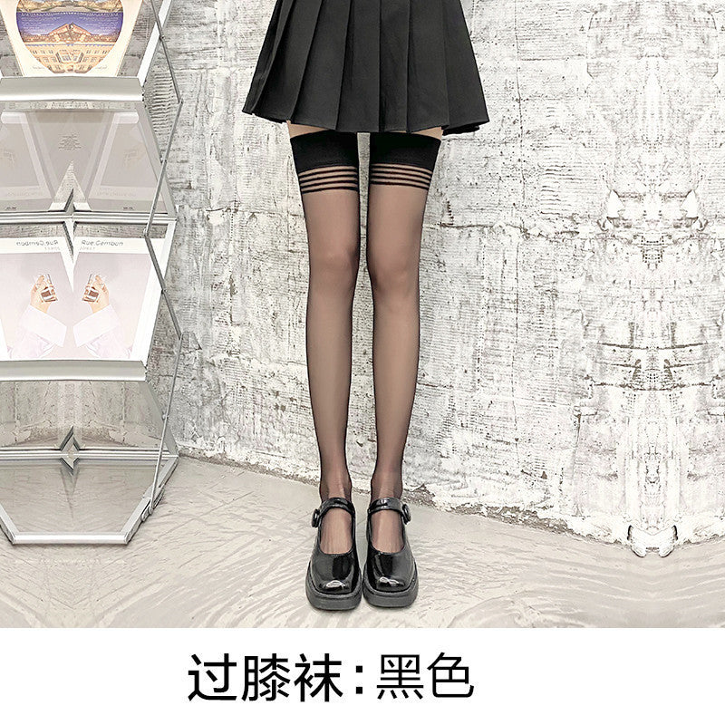 Japanese-Style Fishnet Stockings, Anti-Snag Thin Spring/Summer Women's Heart-Patterned Black Long Pantyhose, Jk Tights Wholesale