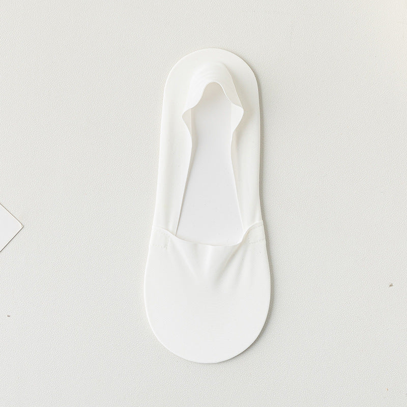 Women's Summer Thin Boat Socks, Solid Color, Low-Cut Invisible Socks, Silicone Non-Slip, Anti-Drop, Short Tube Seamless Cotton Socks