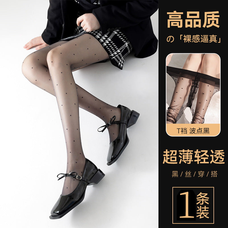Guangzhou Baihui women's fishing net socks anti-hook silk thin love black silk long one-in-one socks European and American jk pantyhose wholesale