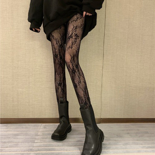 Guangzhou Baihui women's fishing net socks anti-hook silk thin love black silk long one-in-one socks European and American jk pantyhose wholesale