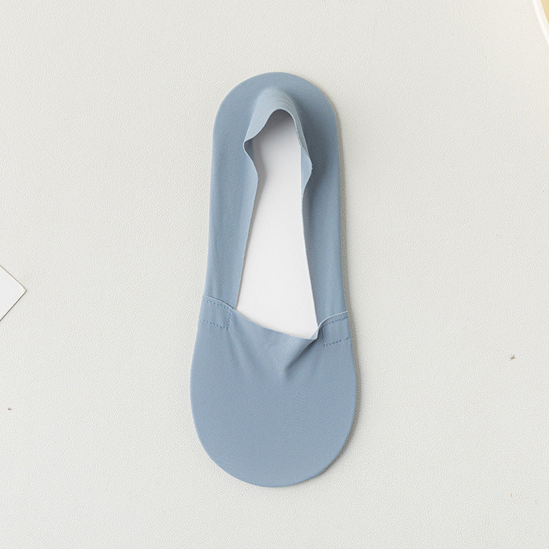 Women's Summer Thin Boat Socks, Solid Color, Low-Cut Invisible Socks, Silicone Non-Slip, Anti-Drop, Short Tube Seamless Cotton Socks
