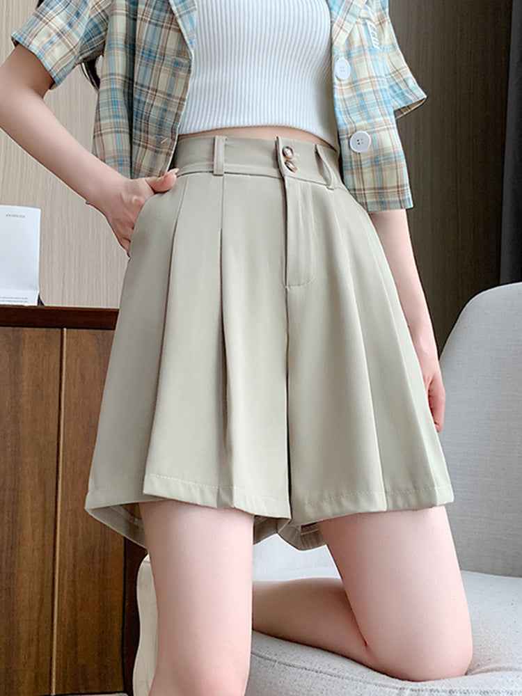 Casual Shorts Wide-leg Shorts Women's plus size Ice Silk Pants Casual Suit Autumn Pear-shaped Thin chubby girl