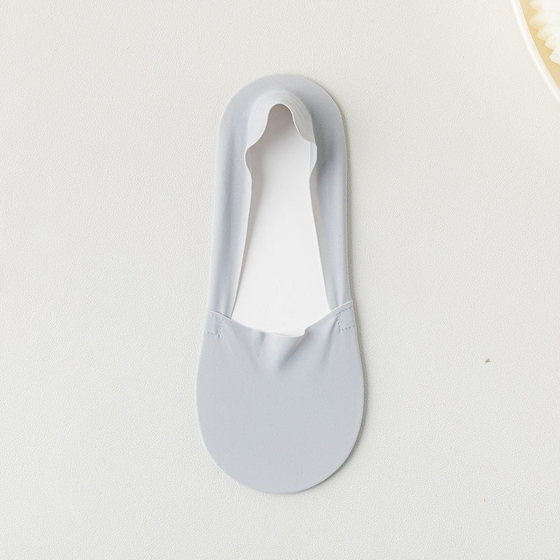 Women's Summer Thin Boat Socks, Solid Color, Low-Cut Invisible Socks, Silicone Non-Slip, Anti-Drop, Short Tube Seamless Cotton Socks