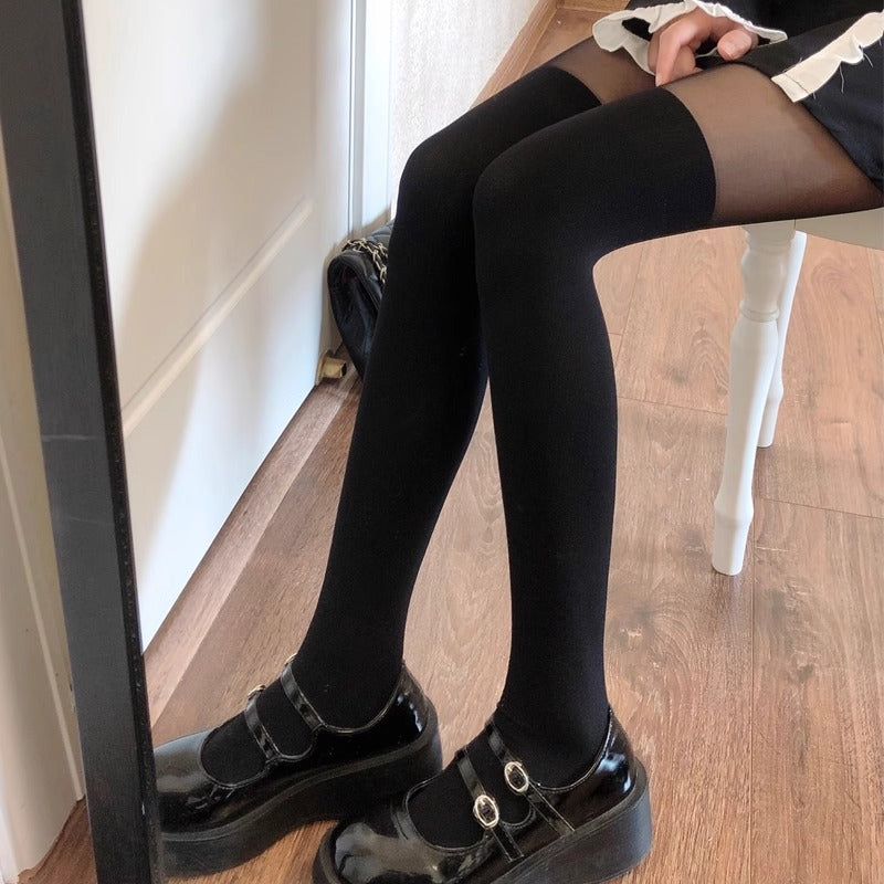 Jk Japanese-Style White Sheer Stockings for Women, Pure Desire Bare-Leg Artifact, Summer Thin Pineapple Stockings, Anti-Snag Black Pantyhose