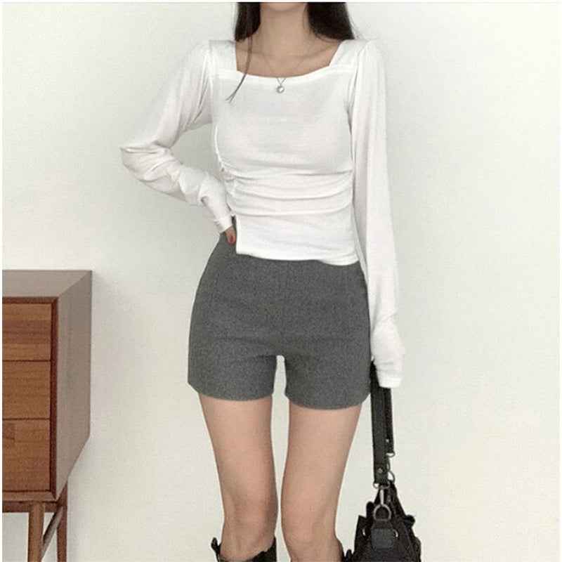 Black Woolen Shorts Women's Autumn and Winter 2024 New High Waist Slimming Hot Girl's Hip-wrap Pants Tight Casual Outwear Pants