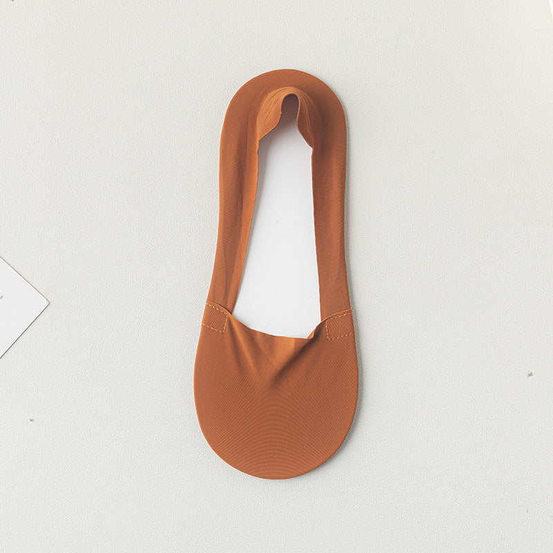Women's Summer Thin Boat Socks, Solid Color, Low-Cut Invisible Socks, Silicone Non-Slip, Anti-Drop, Short Tube Seamless Cotton Socks