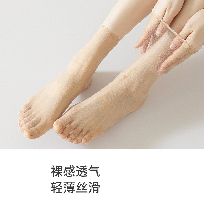 Non-slip short stockings ultra-thin summer stockings anti-snag silk crystal socks dispensing steel stockings flesh-colored socks women's socks