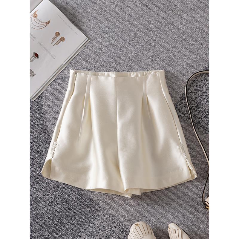 Korean Style Niche Elegant Suit Wide Leg Casual Pants Women's 2025 Summer New A- line High Waist Slimming Hip Covering Shorts