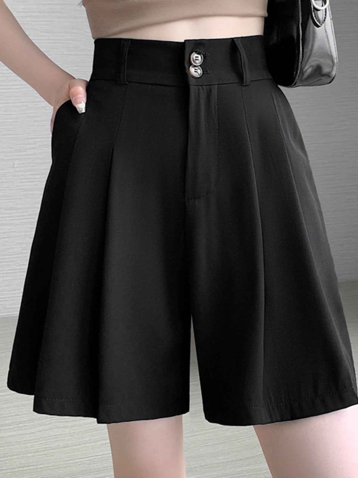 Casual Shorts Wide-leg Shorts Women's plus size Ice Silk Pants Casual Suit Autumn Pear-shaped Thin chubby girl