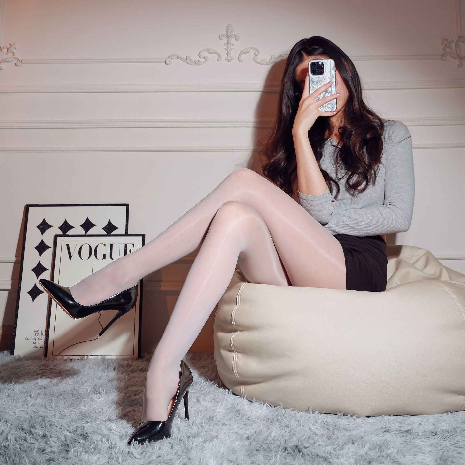 Shiny Stockings with a Glossy Finish, Slimming Effect, Summer Glossy Stockings, Shiny Black Stockings, Beautiful Legs, Bare-Leg Effect