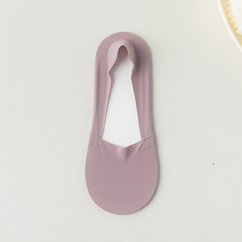Women's Summer Thin Boat Socks, Solid Color, Low-Cut Invisible Socks, Silicone Non-Slip, Anti-Drop, Short Tube Seamless Cotton Socks