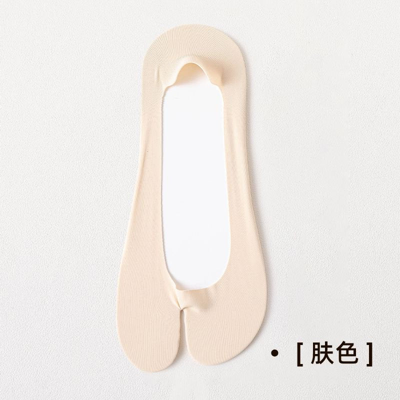 Split-Toe Socks, Summer Thin Boat Socks for Women, Non-Slip, No-Show, Cotton-Soled, Two-Toe Invisible Ice Silk Socks, Zhuji Socks Wholesale