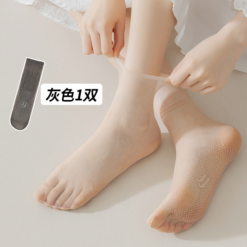 Non-slip short stockings ultra-thin summer stockings anti-snag silk crystal socks dispensing steel stockings flesh-colored socks women's socks