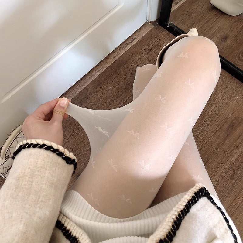 Jk Japanese-Style White Sheer Stockings for Women, Pure Desire Bare-Leg Artifact, Summer Thin Pineapple Stockings, Anti-Snag Black Pantyhose