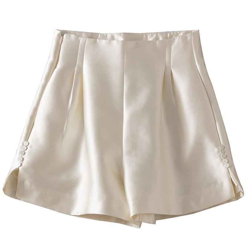 Korean Style Niche Elegant Suit Wide Leg Casual Pants Women's 2025 Summer New A- line High Waist Slimming Hip Covering Shorts