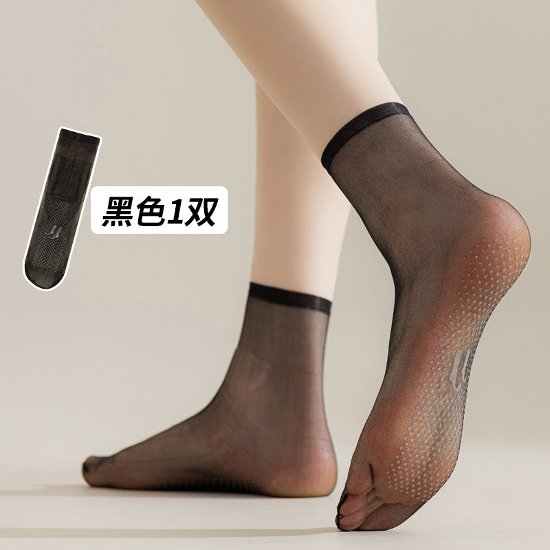 Non-slip short stockings ultra-thin summer stockings anti-snag silk crystal socks dispensing steel stockings flesh-colored socks women's socks
