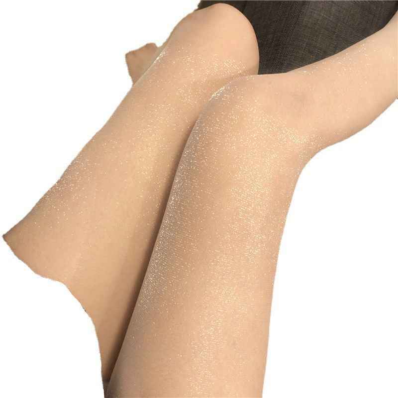 First-line stockings women's pearlescent shiny meat pantyhose light leg stockings open small hole moonlight black silk bright silk