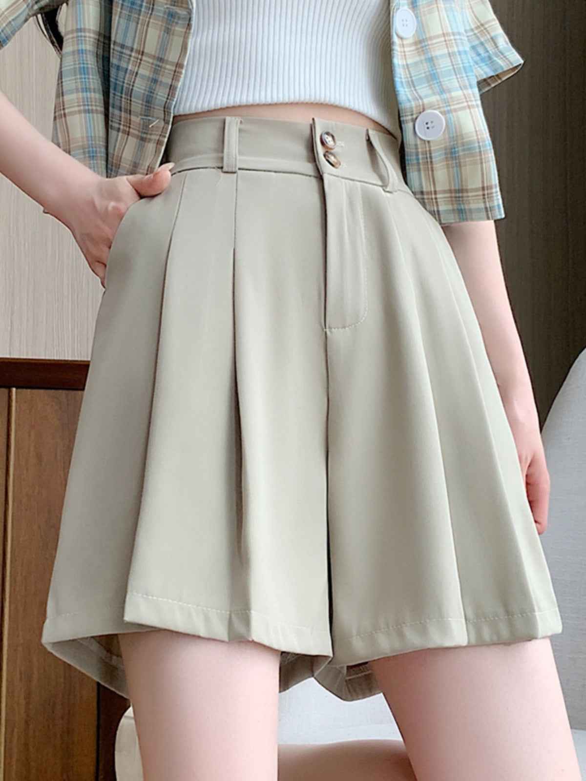 Casual Shorts Wide-leg Shorts Women's plus size Ice Silk Pants Casual Suit Autumn Pear-shaped Thin chubby girl