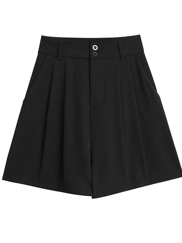 Vintage Five-point Pants Women's 2024 Autumn Suit Shorts High Waist Loose Straight Casual Wide-leg A- shaped Five-point Pants