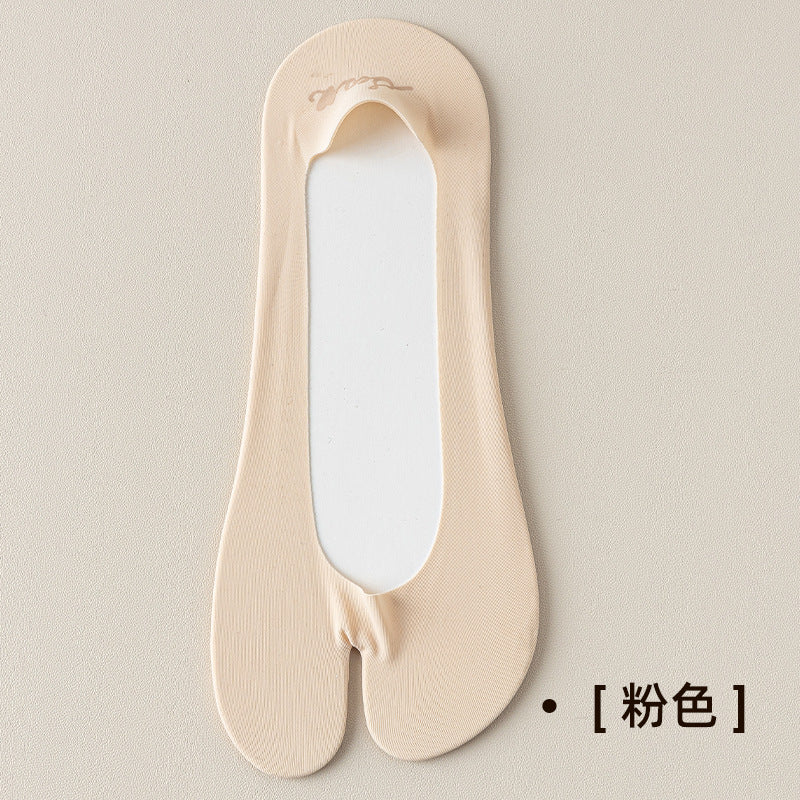 Two-toe socks for children in spring and summer shallow mouth invisible sweat-absorbent deodorant split-toe boat socks non-slip heel-resistant matching pig trotters shoes