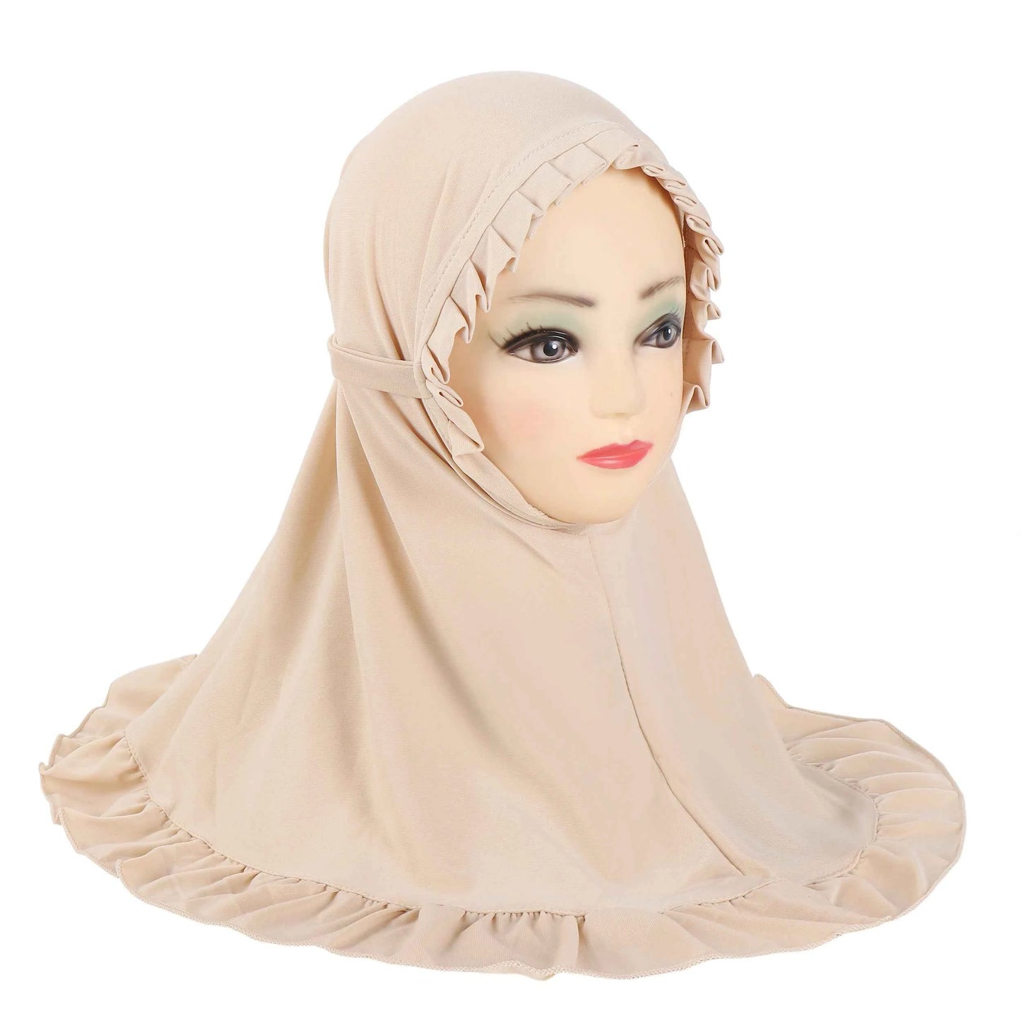 H364 Beautiful Fit 3-6 Years Old Girls Cute Hijab Head Scarf With Crinkles Baby Muslim Shawl Turban Caps