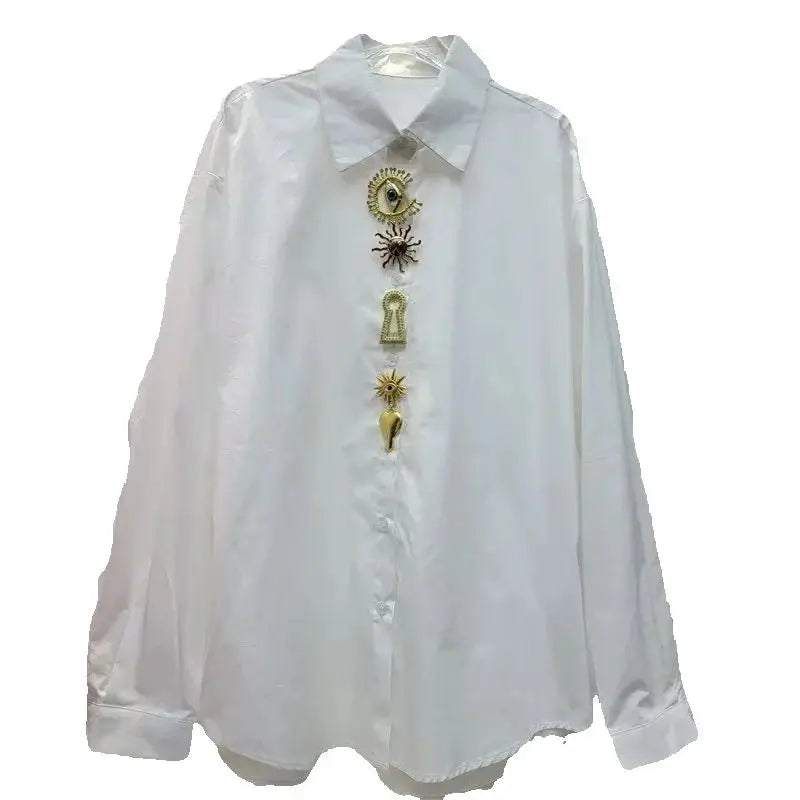High-end Luxury Design Spring Autumn Summer 2026 Cotton Long Sleeve Blouses Shirts for Women Casual Chic Top Woman Clothes Blusa