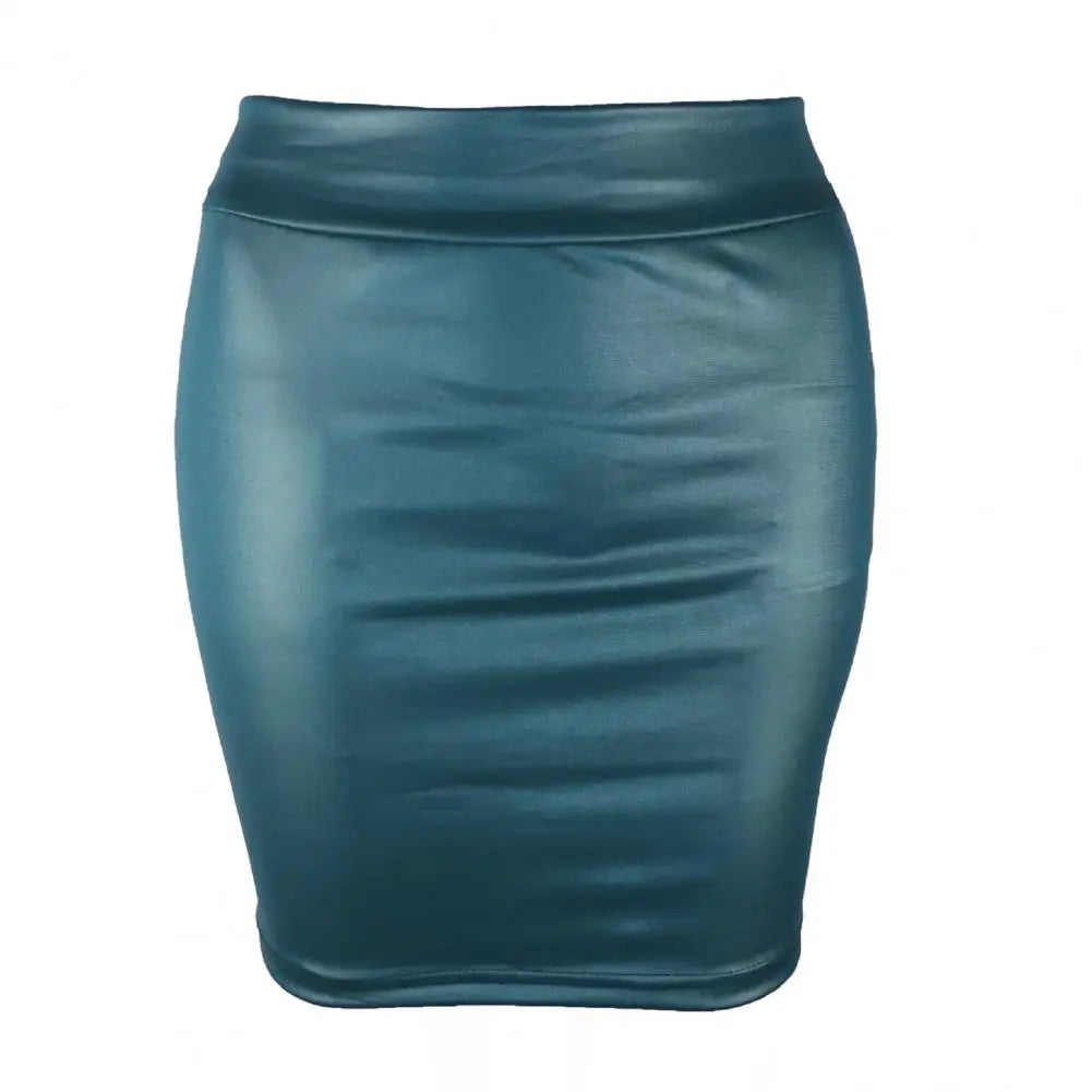 Skinny Matte Faux Leather Mini Skirts Women High Waist Solid Color Slim Fit Bodycon Skirts Summer