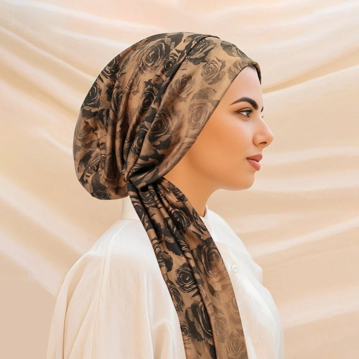 Trendy Print Women Hijabs Head Scarf Hijab Chemo Cap Turban Pre-Tied Headwear Bandana Cancer Hair Loss Headscarf Head Wrap