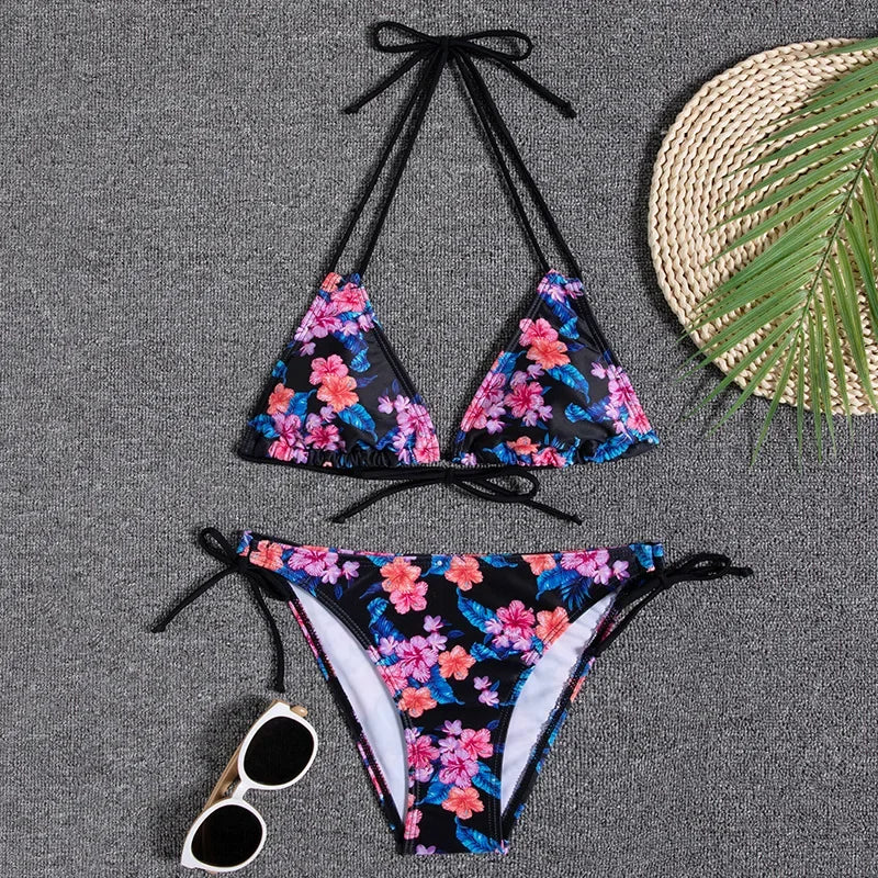 2022 New Swimwear Woman Sexy Push Up Bikini Set Swimsuit Women Print Floral Beachwear Biquini Two Piece Bathing Suit