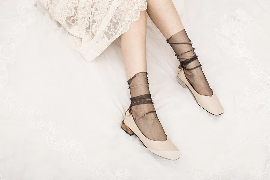 Sexy Lace Mesh Fishnet Socks Mixed Fiber Transparent Stretch Elasticity Ankle Net Yarn Thin Women Cool Socks 1pair=2pcs SLU07
