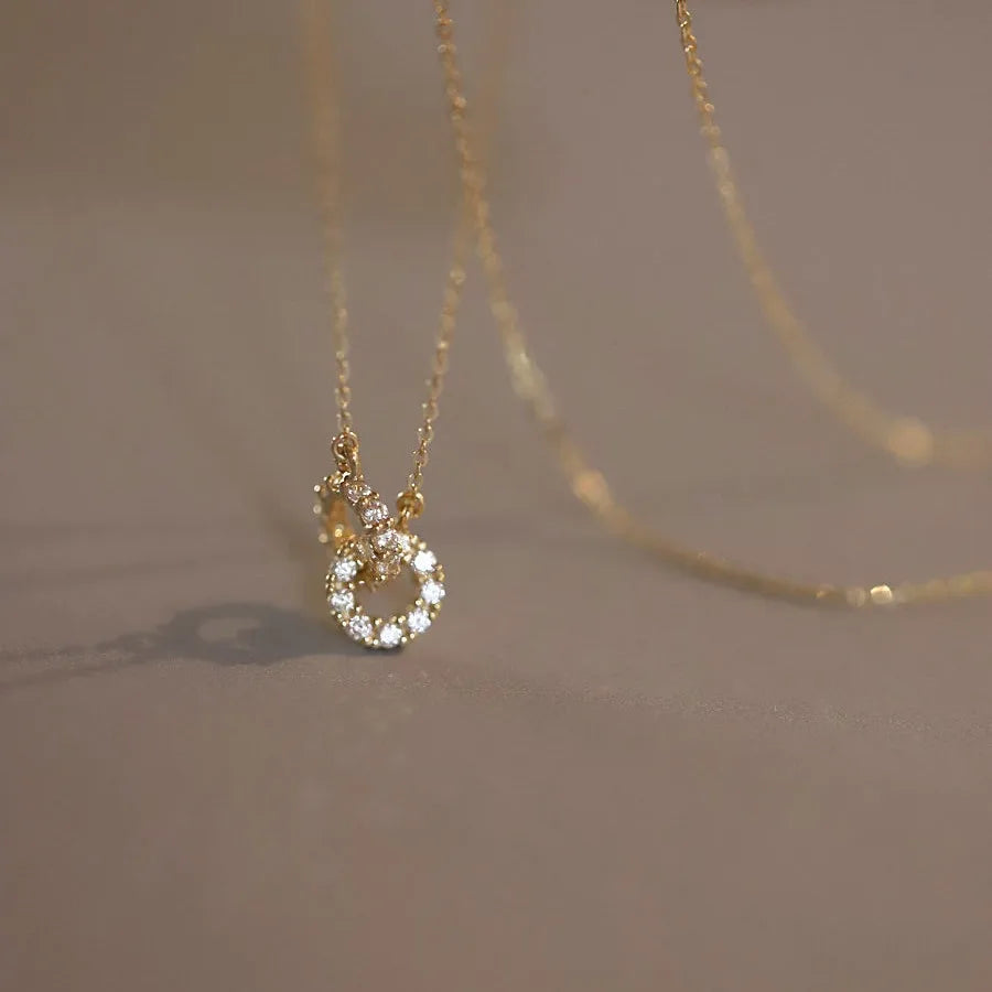 Necklace with Interlocking Rings, Double-ring Elegant Light Luxury New Ins-style Women's Collarbone Chain