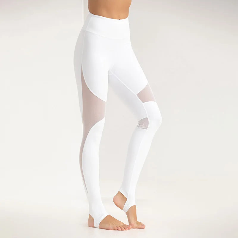 Mesh Patchwork Women Yoga Leggings High Waist Fitness Gym Pants Quick Dry Workout Running Sportswear Tights Deportivo Mujer