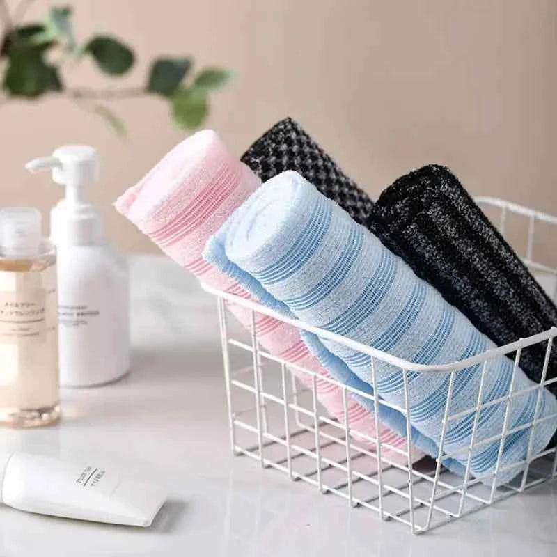 Japanese Exfoliating Bath Towel Ultra-Long Shower Scrubber for Back Antibacterial Foam Washcloth Multi-Use for Shower Skincare