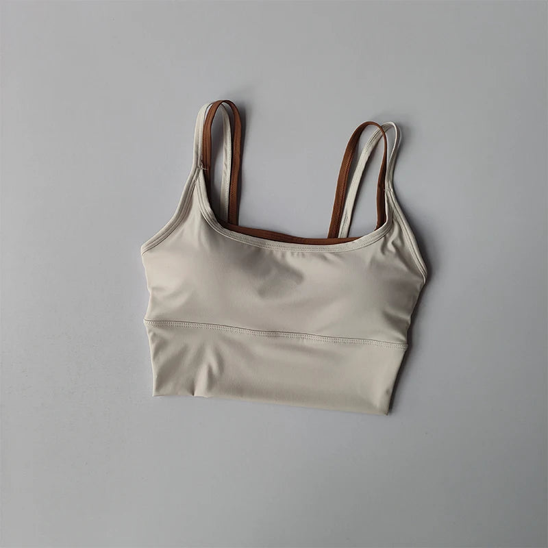Sports Bra Women Summer Shock-absorbing Gathering Double Breast Strap Yoga Vest Quick Drying Anti Sagging Shaping Fitness Bra