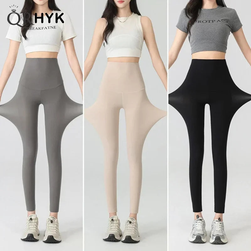 Thin Summer Women's Legging Outer Wear Silky Sunscreen Cool Feeling High Waist Yoga Pants Elastic Skinny Trousers